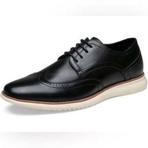 Jousen Black Dress Shoes Brogue Formal Lace Up Oxford Wingtip Shoes Men’s 10
